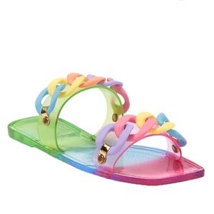NWT Catherine Malandrino Cherrie Colorful Rainbow Slide Sandals Size 7